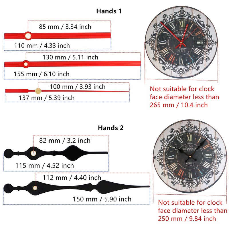 TIKROUND 12888 Quartz DIY Wall Clock Movement Mechanism Repair Parts Replacement Kit Sweep Silent Movement,13mm (1/2 Inch) Maximum Dial Thickness, 23mm (29/32 Inch) Total Shaft Length.(Red Hand) - Image 4